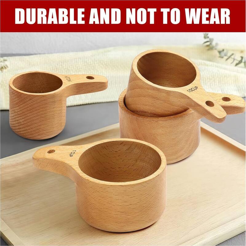 Wooden Measuring Cups Handcrafted Set Of 4