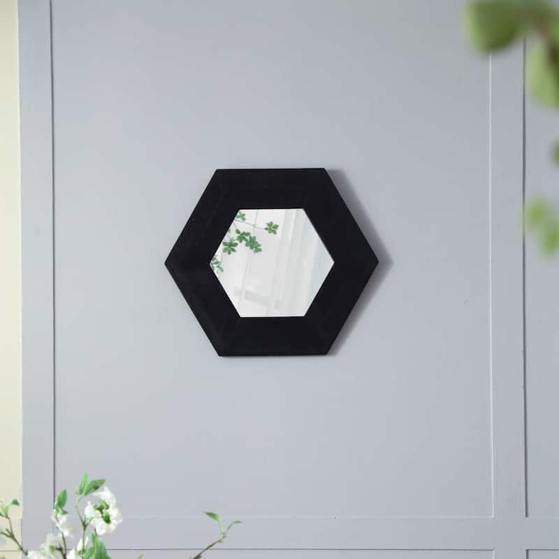 18.5" x 18.5" Hexagon Mirror with Wood Frame - Black
