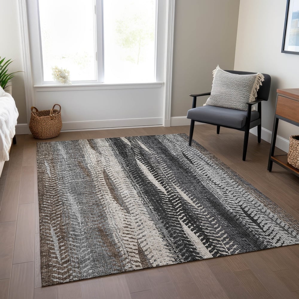 Machine Washable Indoor/ Outdoor Chantille Modern Imprints Rug