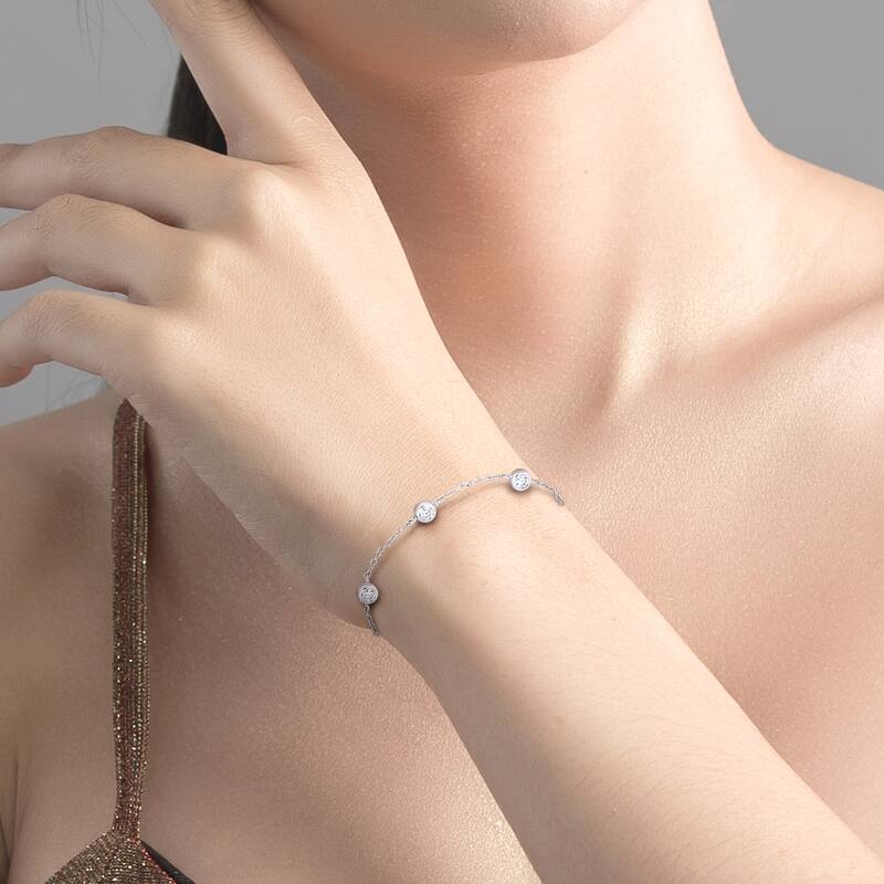 Miadora 2ct TGW Cubic Zirconia Station Bracelet in Sterling Silver