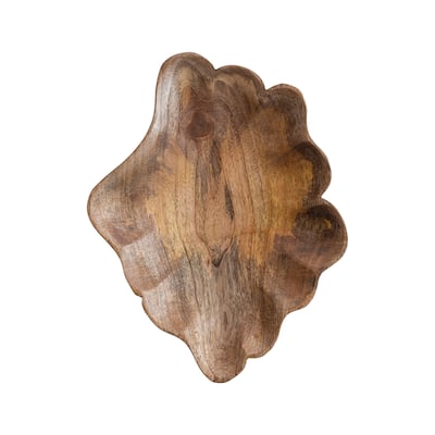 Hand-Carved Mango Wood Scalloped Platter - 12.3"L x 9.0"W x 1.5"H - 12.3"L x 9.0"W x 1.5"H