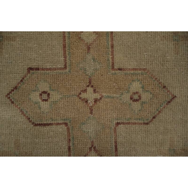 Hand Knotted Oriental 100% Wool Carpet Traditional Geometric Beige & Ivories Ziegler Area Rug - 13' 4'' X 9' 10''