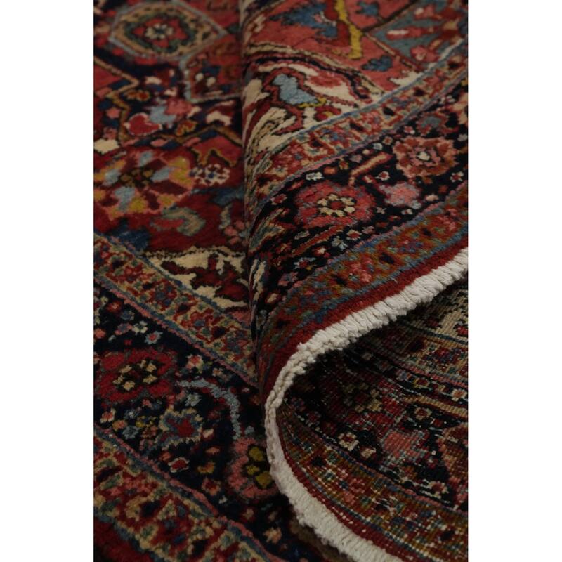 Hand Knotted Oriental 100% Wool Carpet Traditional Medallion Oranges & Rust Heriz (serapi) Area Rug - 4' 6'' X 4' 0''