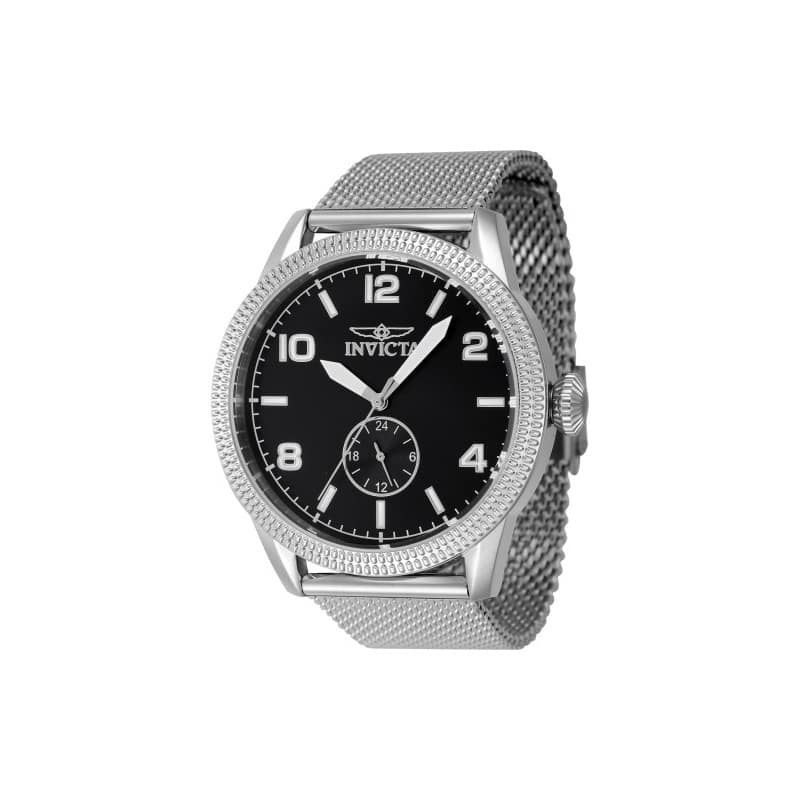 Invicta Men's 47134 Vintage Quartz 3 Hand Black Dial Watch