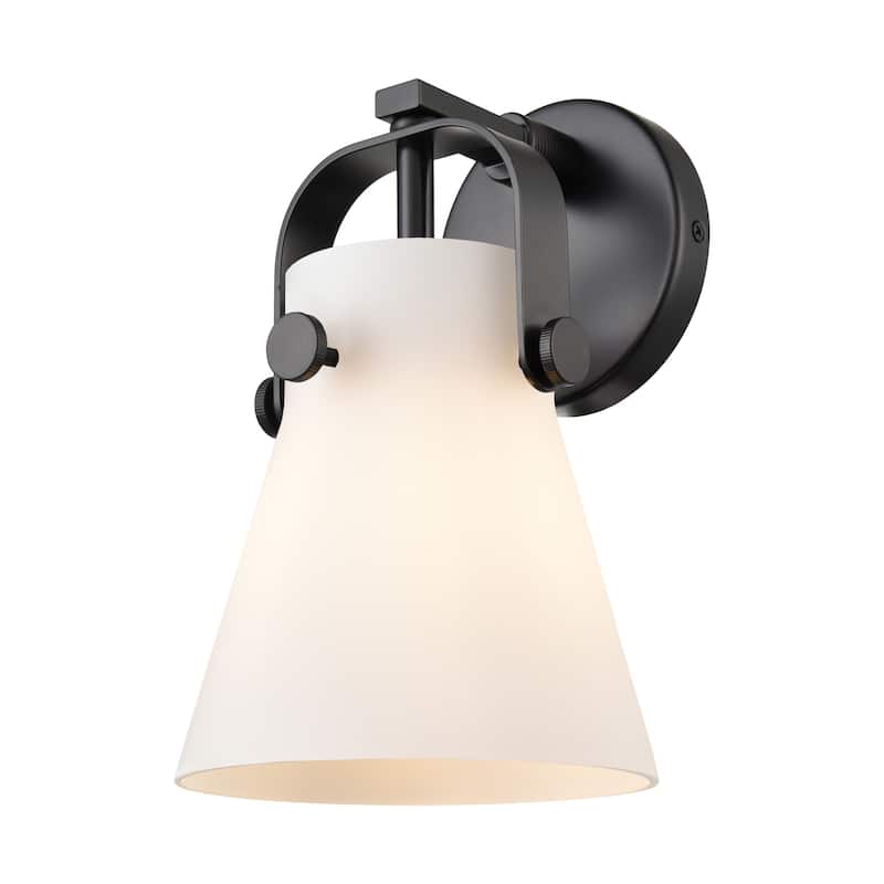 Innovations Lighting 423-1W-5-7 Pilaster II Cone Sconce Pilaster II - Matte Black / Matte White