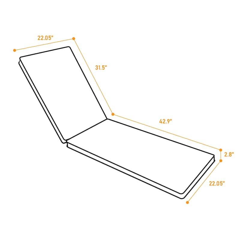 GDFStudio Bula Outdoor Chaise Lounge Cushion with Removable Cover (Set of 2)-ONLY CUSHION - 74.41" x 22.05"