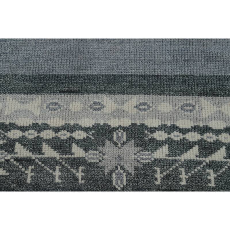 Transitional Oushak Indian Area Rug Hand-Knotted Wool Carpet - 6'0" x 9'0" - 6'0" x 9'0" - Blue