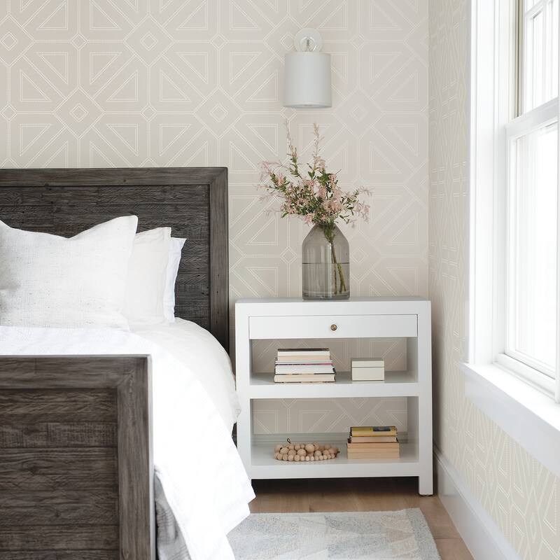 A-Street Prints Voltaire Platinum Beaded Geometric Wallpaper