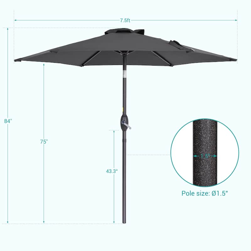 Bonosuki 7.5-foot Waterproof Sunshade Canopy Patio Umbrella