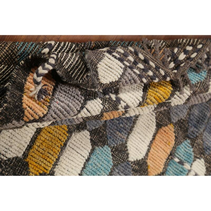 All-Over Geometric Moroccan Contemporary Area Rug Handmade Wool Carpet - 5'11"x 9'7"
