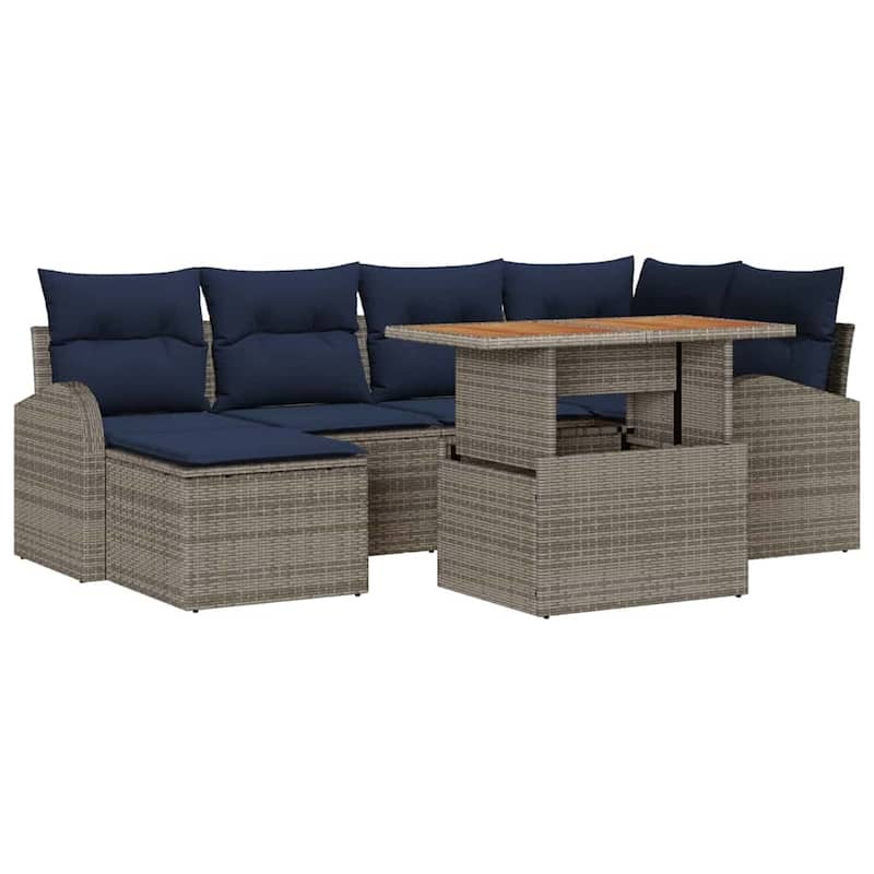 vidaXL 7 Piece Garden Sofa Set with Cushions - 92.1×48.8×27.2