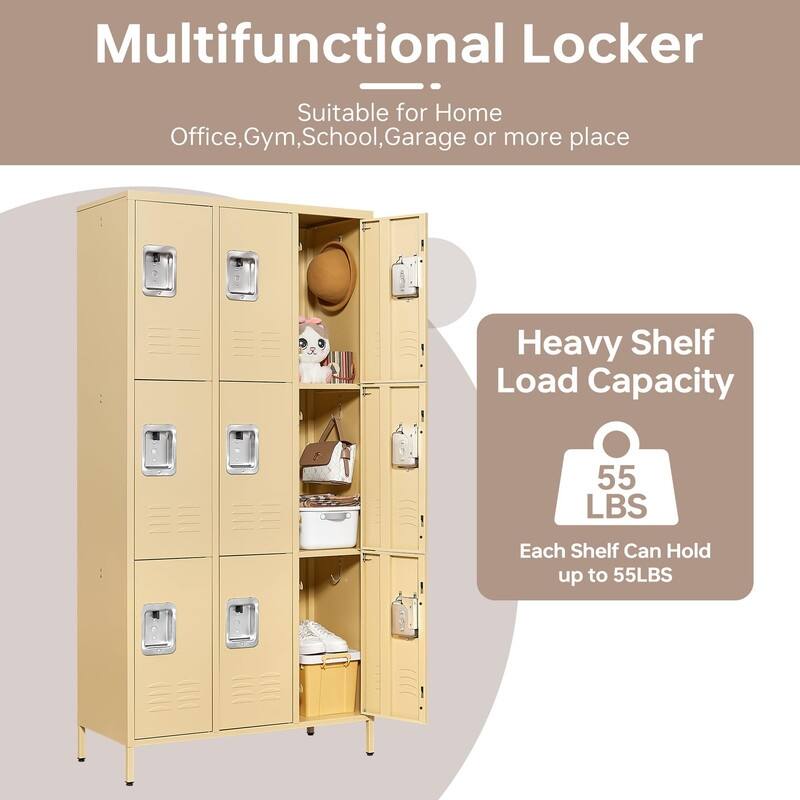 Large Steel Storage Locker with 9 Doors for Employees School Gym