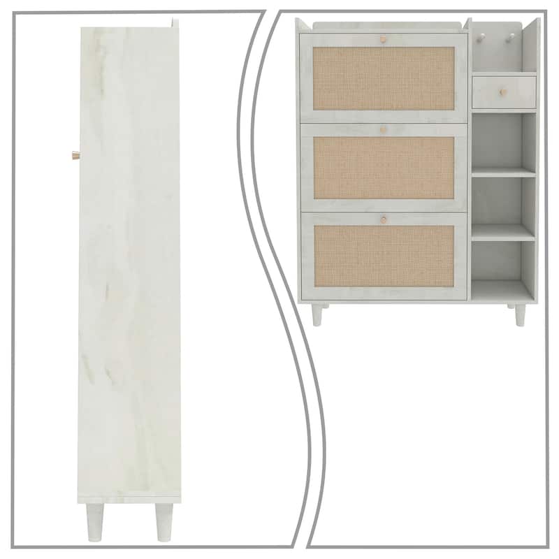 Classes Farmhouse Wood Shoe Organizer Storage Cabinet with Breathable Mesh Holes