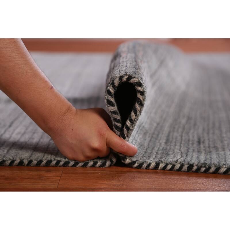 Hand Knotted Oriental 100% Wool Carpet Tribal Animal Pictorial Greys & Charcoal Gabbeh Area Rug - 9' 6'' X 7' 10''