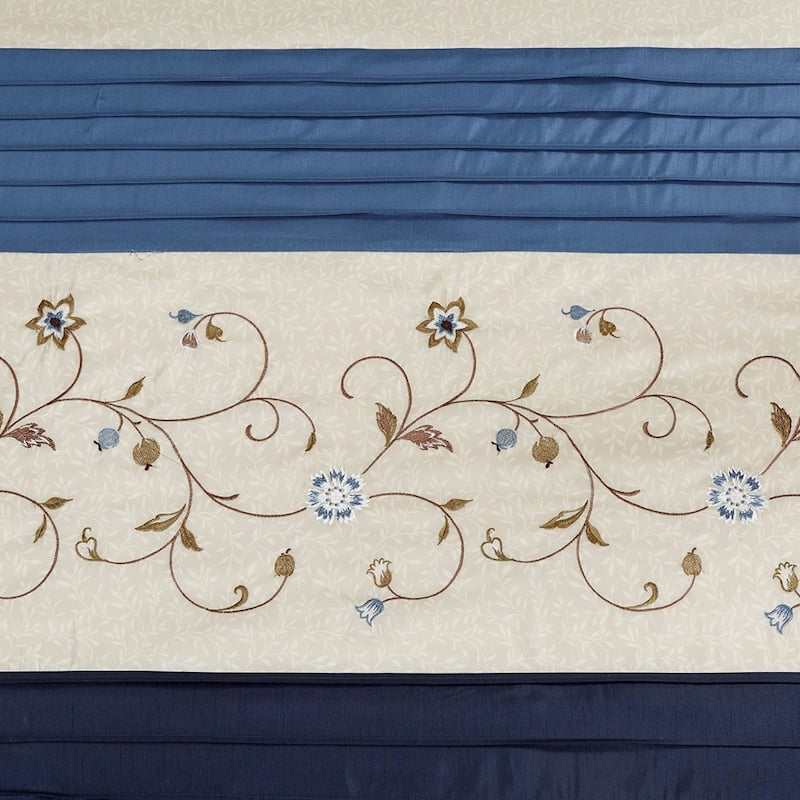 100% Polyester Floral Embroidery Shower Curtain, 72" x 72" Faux Silk Shower Curtain Panel Machine Washable