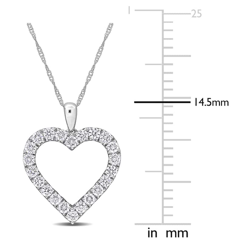 1ct TW Lab-Grown Diamond Open Heart Necklace in 14k White Gold