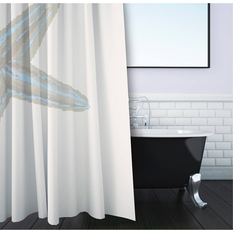 Coastal Starfish Print Shower Curtain
