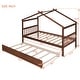 preview thumbnail 5 of 10, Twin Size Wooden House Bed Platform Bed with Twin Size Trundle and Solid Construction