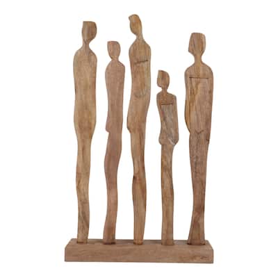 Mango Wood Sculpture Abstract Humanoid for Home Decor - 25" Brown - 14.5" x 4" x 25"