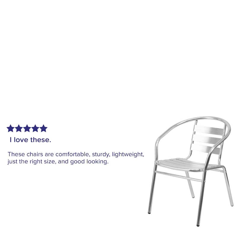 4 PK Commercial Aluminum Indoor-Outdoor Stack Chair - Triple Slat Back and Arms