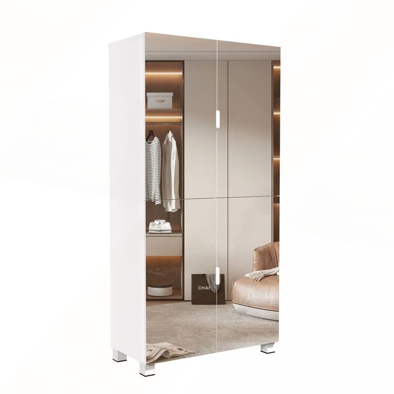 8 Tier Shoe Storage Cabinet with Mirror Door