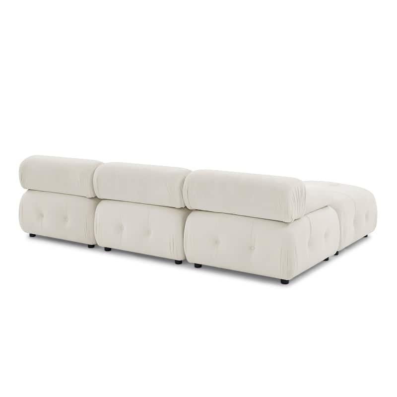93" Velvet Modular Sectional Sofa with Button Tufted Design, Reversible Ottoman and DIY Combination