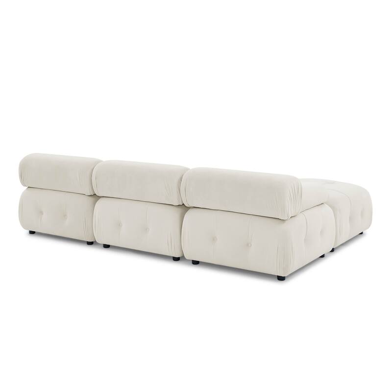 Modular Sectional Sofa, Velvet Button Tufted Designed & DIY Combination, L-Shaped Couch with Reversible Ottoman for Living Room