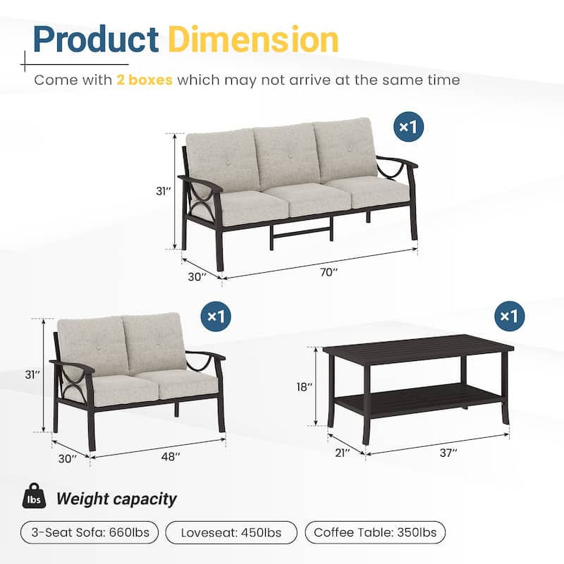 5-Person Patio Conversation Sets with Cushions - Coffee