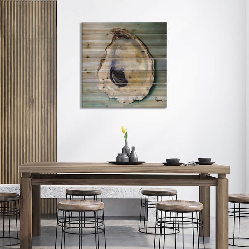 Virginia Oyster Shell Print On Wood by Kristine Kainer - Multi-Color