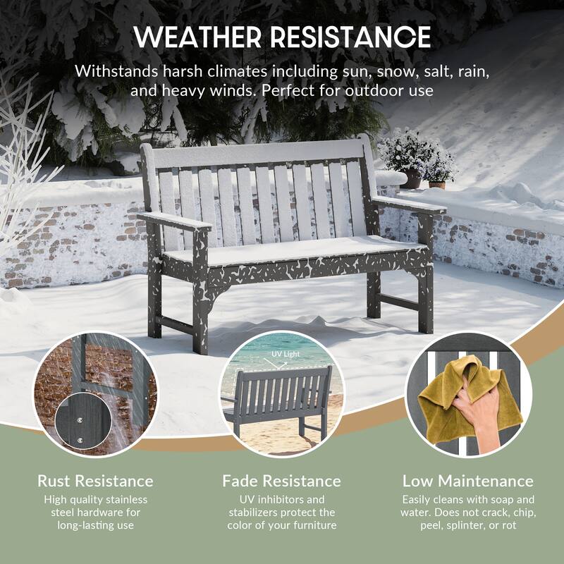 Polytrends Laguna 51" Outdoor Patio 2-Person Garden Bench