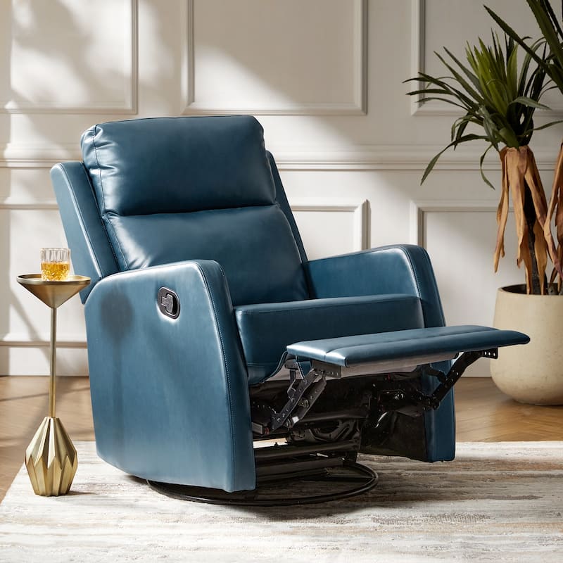 Esteban Modern Faux Leather Manual Rocking Swivel Recliner with Wingback