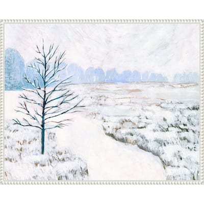 Frozen River Study I by Victoria Borges (28 x 23 in.), Framed Canvas Wall Art Print - Sylvie Beaded White