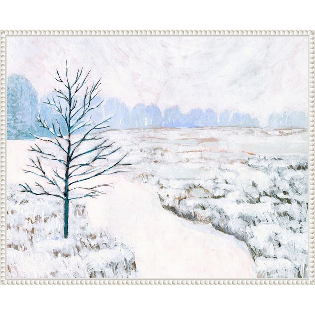 Frozen River Study I by Victoria Borges (28 x 23 in.), Framed Canvas Wall Art Print - Sylvie Beaded White