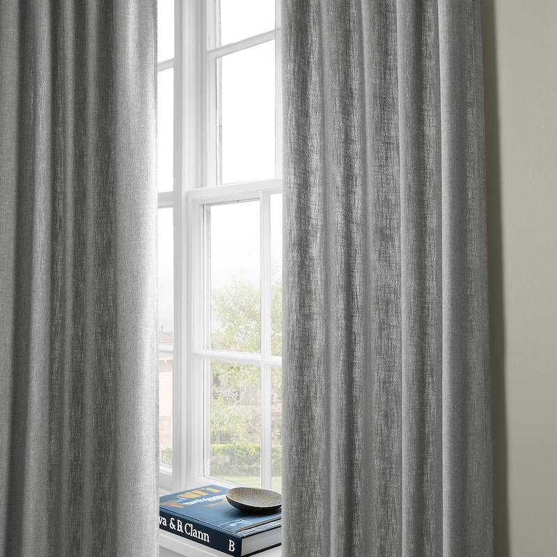 Exclusive Fabrics Basic Faux Linen Curtain Pair - 2 Panels - Light Filtering Window Curtains