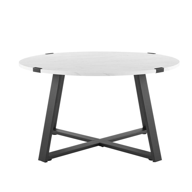 Ledel Modern Rustic Round Coffee Table Cocktail Table