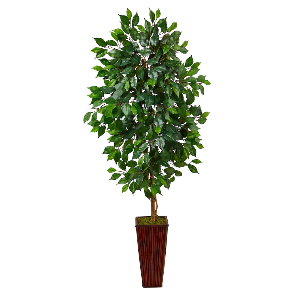 Artificial Victorian Tree with Bamboo Planter - 5ft Elegant Indoor Faux Tree, Natural Look Home Decor