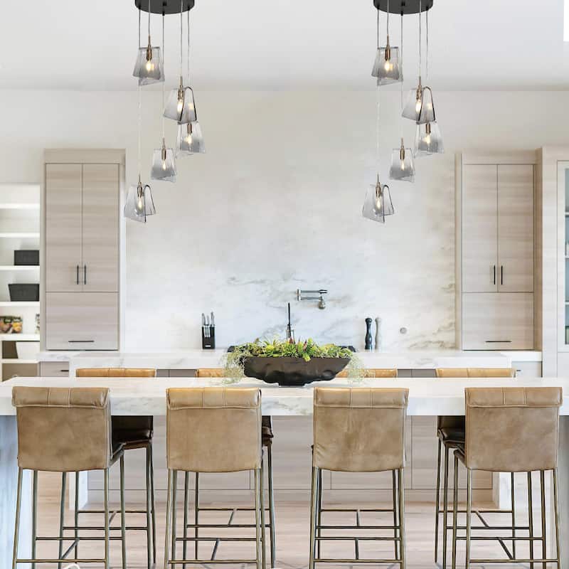 Modern 5-Light Chandeliers Island Pendant Lights for Kitchen Island - Black & Gold