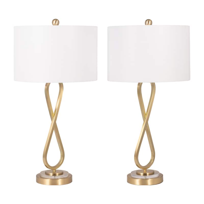 Sagebrook Home Modern Glam Metal Set Of 2 28" Infinity Table Lamps, Gold, Geometric - 14" x 14" x 28"