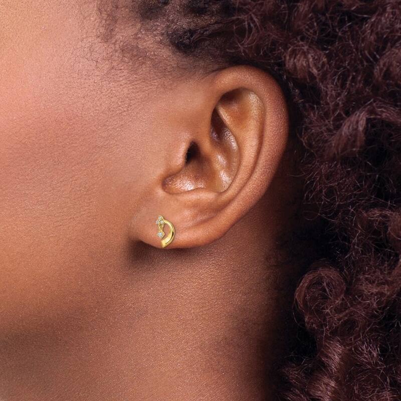 Curata 14k Gold CZ Cubic Zirconia Post Earrings - 9.3x5mm Wide