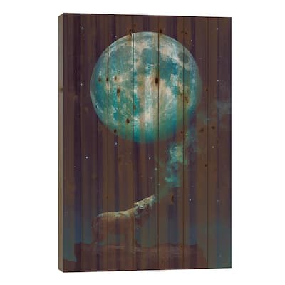 Lone Wolf Howl - Night Print On Wood by Soaring Anchor Designs - Multi-Color