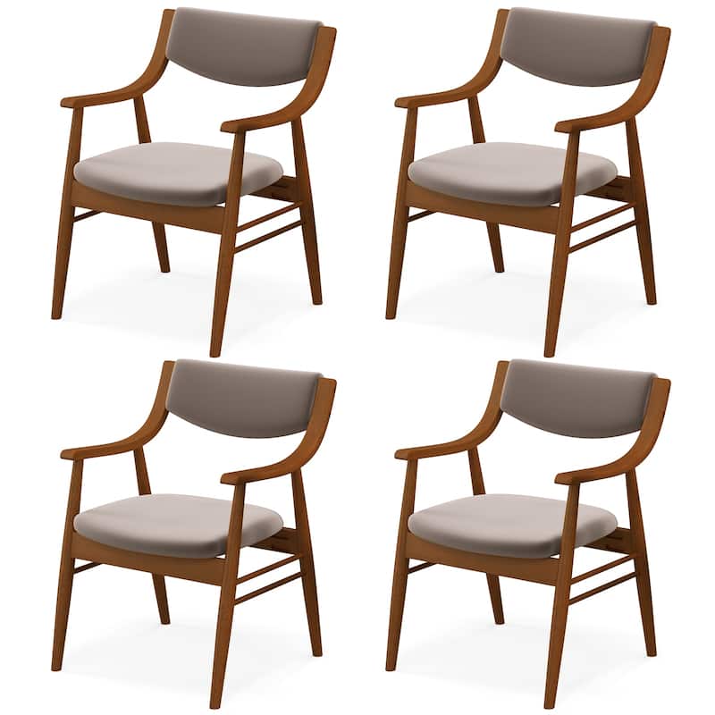 Gymax Set Of 4 PU Leather/Velvet Dining Chair w/ Padded Seat & Back - Grey