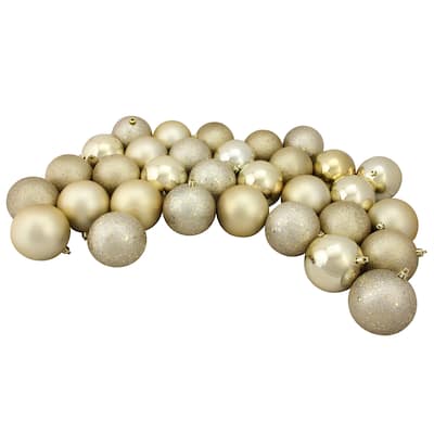 60ct Gold Shatterproof 4-Finish Christmas Ball Ornaments 2.5"