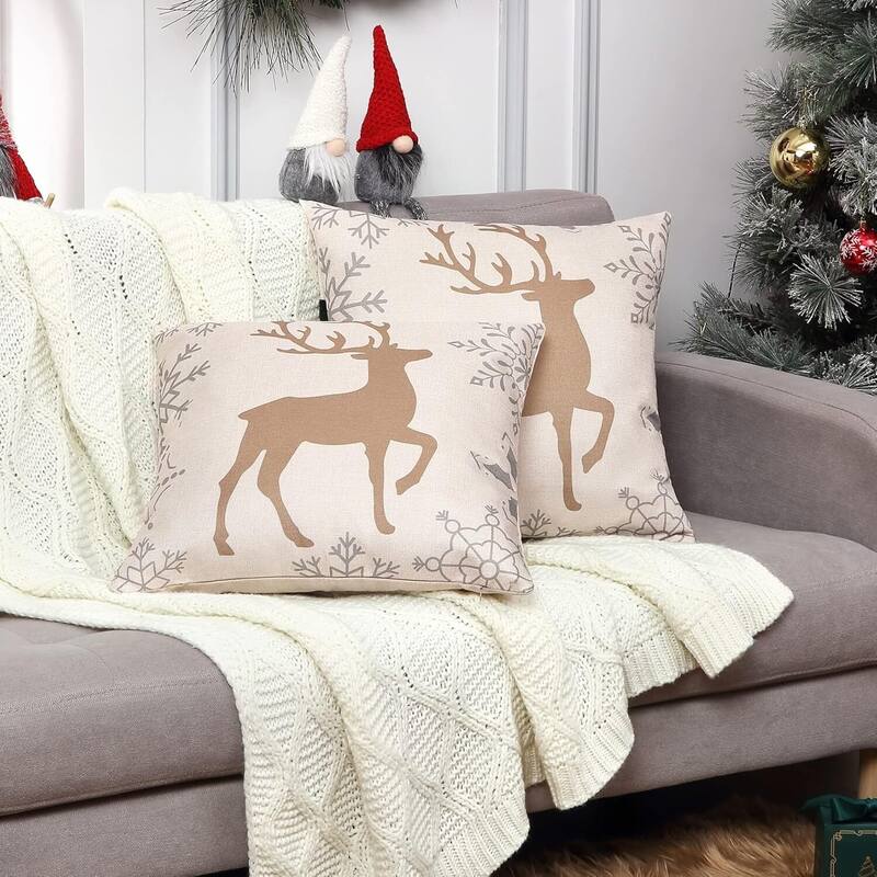 Christmas Pillow Covers 18x18 Set of 2 for Home Indoor
