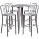 preview thumbnail 17 of 31, 30'' Round Metal Indoor-Outdoor Bar Table Set with 4 Vertical Slat Back Stools - 30"W x 30"D x 41"H