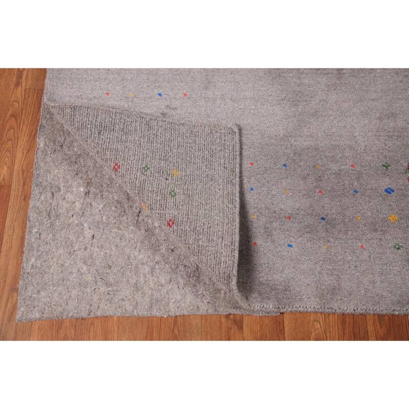 Gray Tribal Gabbeh Oriental Handmade Wool Carpet - 9'0" x 12'0"