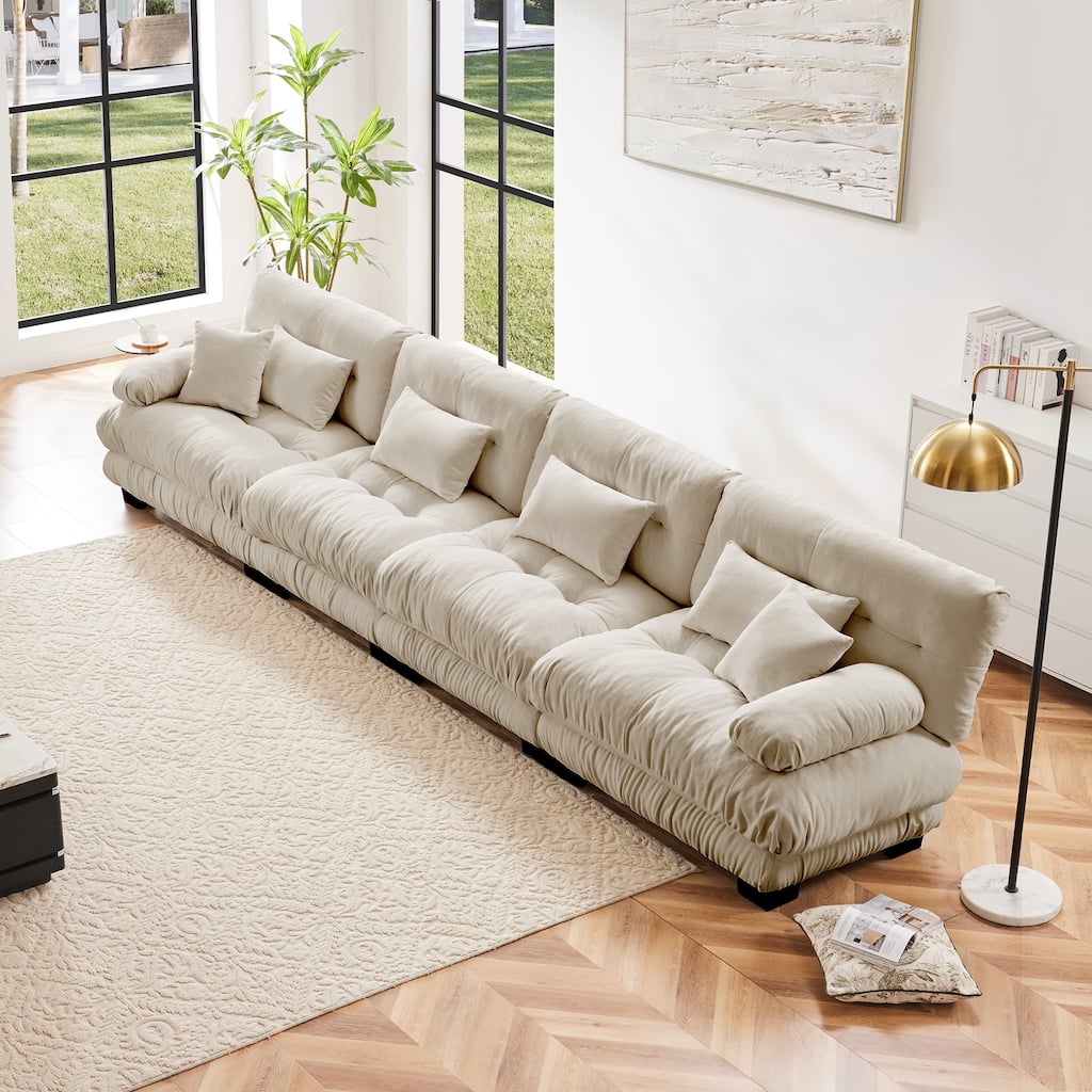 4-Seater Modular Deep Seat Sectional Sofa Couch