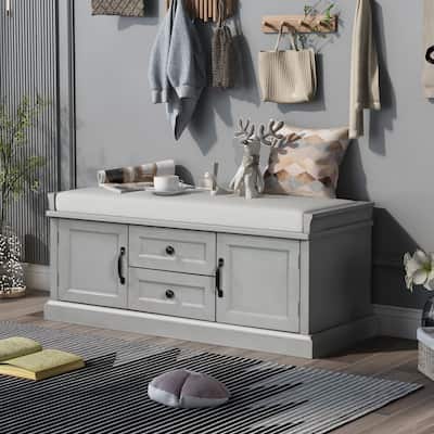 Sleek Mid-Century Modern Upholstered Storage Bench with Ample Storage & Comfortable Cushion
