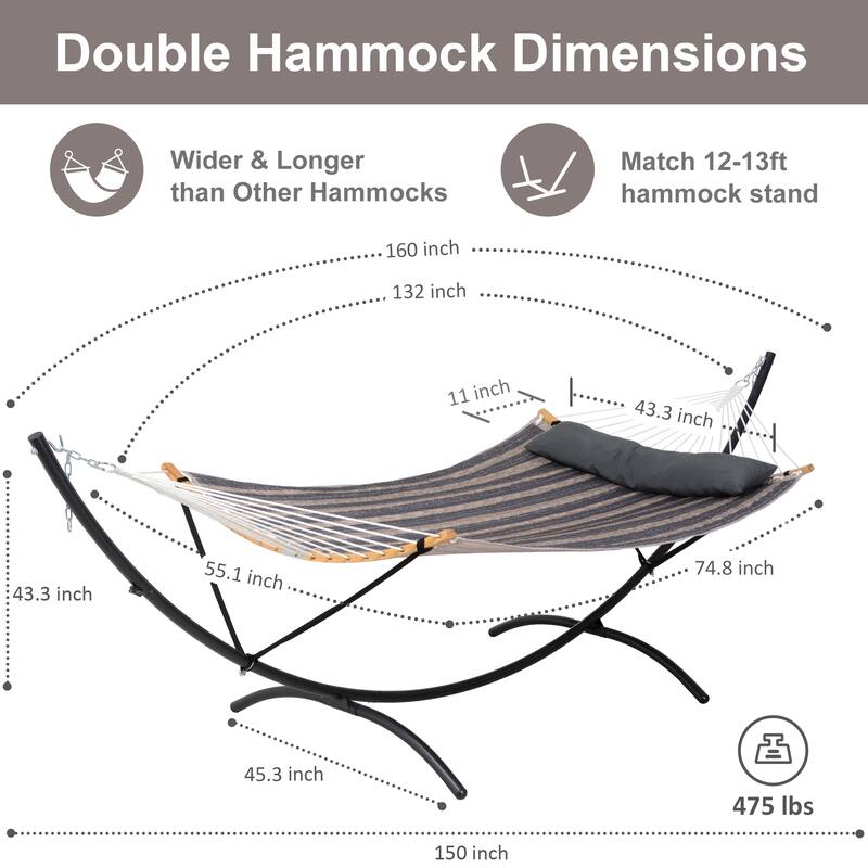 Portable Freestanding Hammock with Curved Stand for Outside