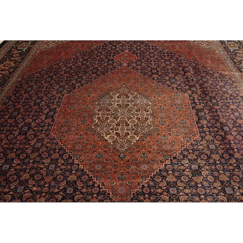 Hand Knotted 300 KPSI Tabriz Navy Wool Traditional Oriental Area Rug - 9' 9'' x 13'