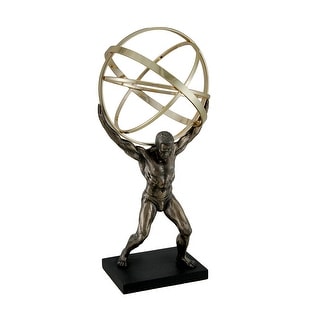 Atlas Carrying Celestial Sphere Bronze Finished Statue - 8.5 X 4.5 X 4. ...